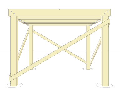 Platform supported on 6x6 posts with no trees needed