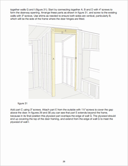 Fitting door frame in treehouse